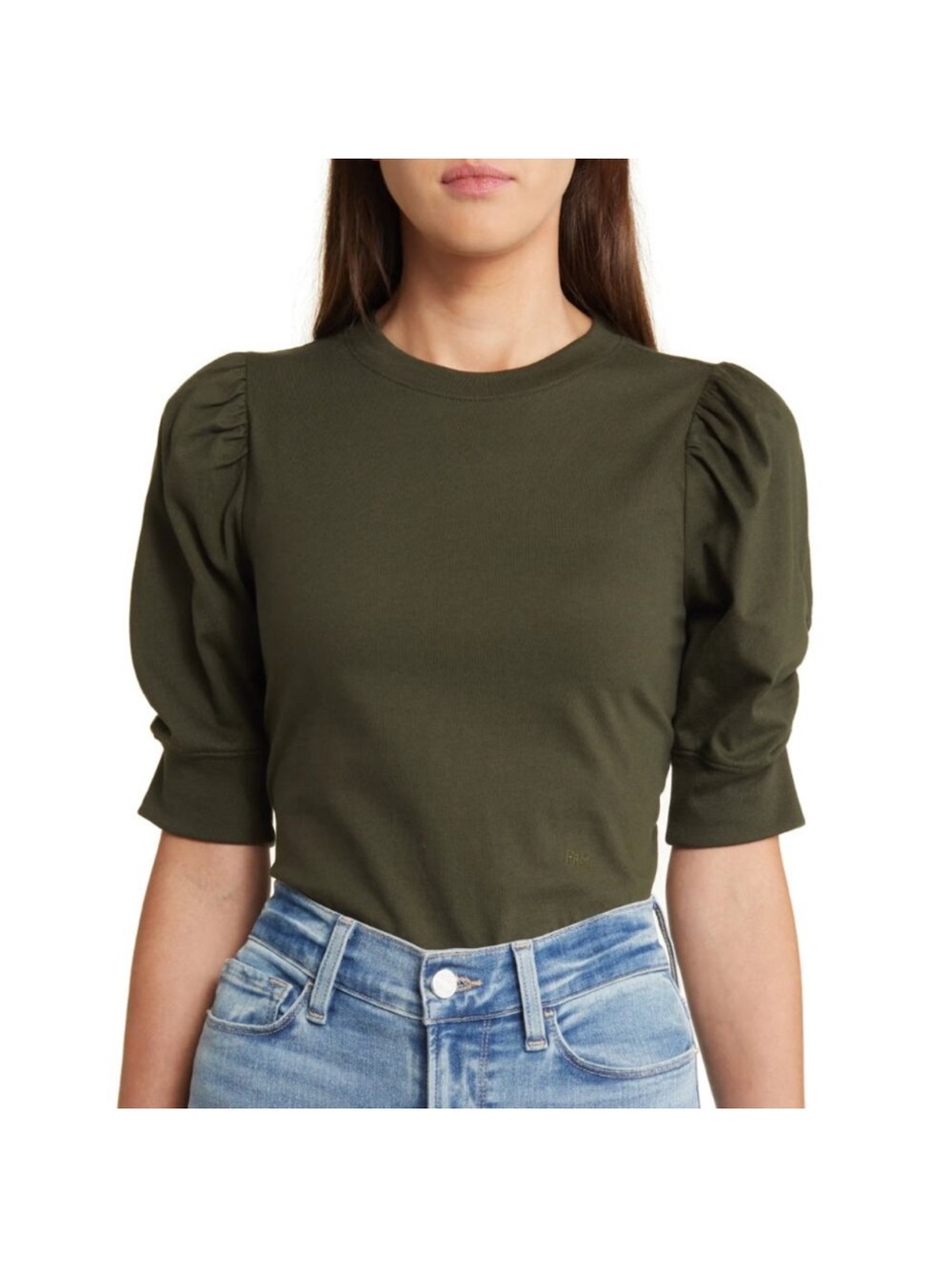 FRAME Frankie Ruched Puff Sleeve Top